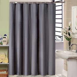 Shower Curtains Solid black bathroom curtains simple waterproof dark Grey shower curtains bathroom waterproof with 12 plastic hooks 230406