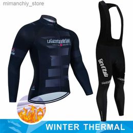 Cycling Jersey Sets Tour Of Italy Winter Thermal Fece Cycling Jersey Set Long Seve Bicyc Clothing MTB Bike Wear Maillot Ropa Ciclismo Cycling Q231107