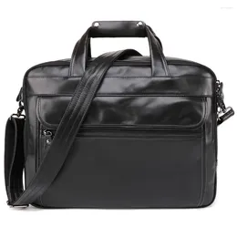 Briefcases Men's Business Travel Briefcase For 15.6inch Laptop Genuine Leather Messenger Bags Office Documents Shoulder Bag Totes