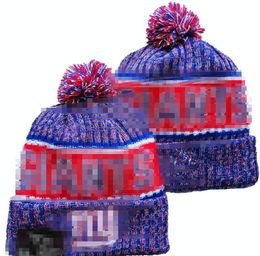 Men Knitted Cuffed Pom New York Beanies NY NYG Bobble Hats Sport Knit Hat Striped Sideline Wool Warm BasEball Beanies Cap For Women A4