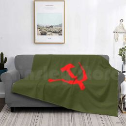 Blankets Swaddling Hammer and Sickle Russian Soviet Flag Flannel Throw Blanket Bedroom Sofa Couch Chair Soft Warm Cozy Lightweight Kids Adults Gift R231106