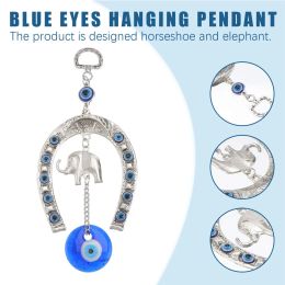 Keychains Lanyards L Blue Eyes Keychain Charms Car Ornaments For Rear View Mirror Horseshoe Elephant Shape Hanging Pendant Amet Good L Am1D8