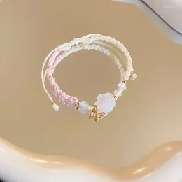Link Bracelets Korean Bee Flower Woven Rope Bracelet Sweet Fresh Simple Fashion Women's Jewellery