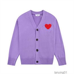 Amisweater France Fashion Mens Designer Amishirts Am i Knitted Sweater Embroidered a Heart Pattern Solid Colour Cardigan Sweaters for Men and Women 6xnm