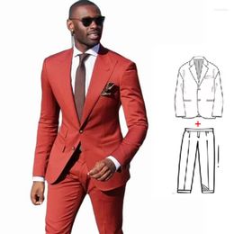 Men's Suits 2 Piece Casual For Men Slim Fit Wedding Suit Groom Man Formal Prom Party Costume Homme (Jacket Pants)
