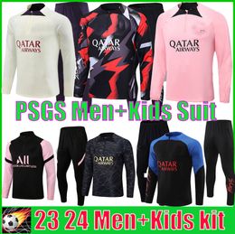 men and kids soccer tracksuit jersey maillot kit 2023 2024 mbappe mens football training suit 22 23 24 training jogging set chandal survetement foot kit