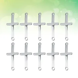 Charm Bracelets Cross Connectors Charms 10pcs Stainless Steel Double Hole Metal Pendant For Jewellery Making Bracelet Necklace