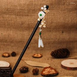 Hair Clips Elegant Crystal Glaze Flowers Waterdrop Tassel Hang Hairpins Headdress Bohemian Ethnic Handmade Wooden Buyao Disc Wholesale