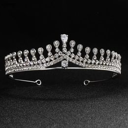 Silver Zicron Diamond Crown Tiaras Birdal Headpieces Headdress Luxury Women Headwear Wedding Crowns Hair Accessories Jewellery CL0257