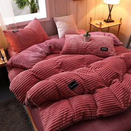 Bedding sets Homepage Textile Set Duvet Cover Thick Flannel Winter Large Double Queen Pillow Size Wool Bed Sheet 231106