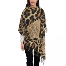 Scarves Custom Printed Leopard Fur With Ethnic Ornaments Scarf Women Men Winter Warm Tribal African Animal Shawls Wraps