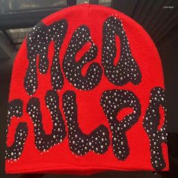 Berets Winter Beanies mea culpas furry diamond Styles Y2K Skullies Kpop kninted hat cashmere design cap cap for women taxtory d6