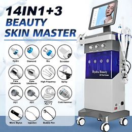 Professional 14 in 1 H2o2 Hydro Dermabrasion face Clean LED Light skin firming RF Vacuum Facial lifting Water Oxygen Jet Peel Diamond Machine Microdermabrasion