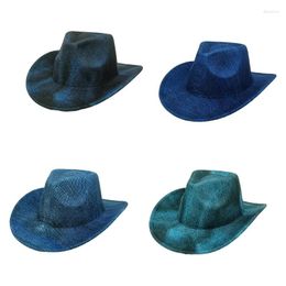 Berets Adult Outdoor Breathable Cowboy Hat Large Brim Fedora Felt Sunproof With Wide Curved