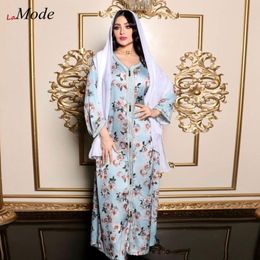 Ethnic Clothing La Mode Print Abaya Dress Women Middle East Muslim Dubai Turkey Arabic Oman Fashion Floral Maxi Dresses Southeast Asian