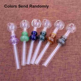 Hot Small Mini Tobacco HandPipes Colours Send Randomly Pyrex Glass Oil Burner Pipes Smoking Accessories For Thick Oil SW27