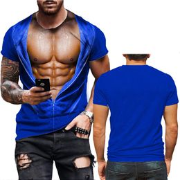 Mens TShirts Summer 3D Print T Shirt for Men Funny Muscle Tshirt Harajuku Fake SweatShirts Casual Loose Clothes Vintage Short Sleeve Tee 230406