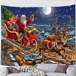 Tapestries Christmas Snowman Tapestry Year Hanging Home Decor Background Cloth Painting Wall