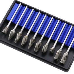 Drill Bits 10Pcs 18" Shank Tungsten Carbide Milling Cutter Rotary brocas com escareador hss steel cone drill set diamond drill 10mm 230404