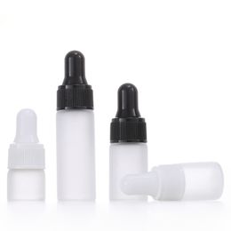 Frosted Sample Packaging 1ml 2ml 3ml 5ml Mini Glass Dropper Bottles with Black White Cap