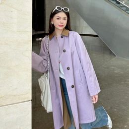 Women's Trench Coats 2023 Autumn And Winter Contrast Colour Reversible Slim Fashionable Mid-Length Coat For Women