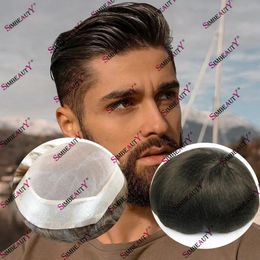 Natural Hairline Brown Blonde Super Durable Mono&PU Around Breathable Base 100% Human Hair Toupee for Men Replacement Prosthesis