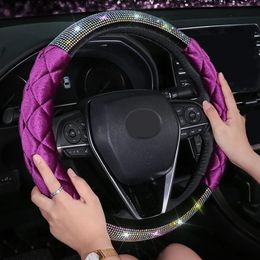 Steering Wheel Covers Winter Luxury Plush Car Cover Crystal Rhinestone Auto Cute For Girls Universal 38CMSteering