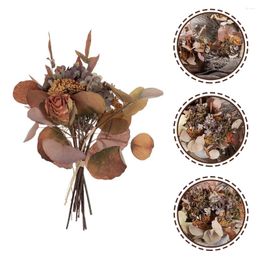 Decorative Flowers Artificial Dried Rose With Stems Roses Bouquet Vintage Bundle For Rustic Farmhouse Holiday Decors Bulk