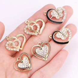 Charms 10Pcs Exquisite Alloy Zirconia Love Heart Pendant Necklace For Women Making High Quality Charm Wedding Jewelry Gifts Findings