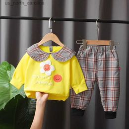 Clothing Sets New Spring Autumn Children Girls Clothing Suits Fashion Baby Flowers Full T-shirt Pants Toddler Tracksuit