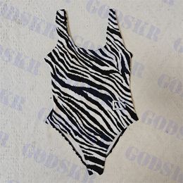 Zebra Pattern Swimwear Womens One Piece Swimsuit Brand Logo Bikini Summer Bathing Suit For Women