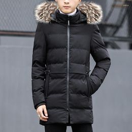 Men's Down Parkas Men Fur Collar High Quality Overcoat 2023 Brand Stand Casual Zipper Jackets Jaquetas Homens Size M 5XL