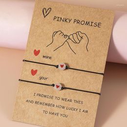Charm Bracelets 2Pcs/Set Pinky Promise Friendship Couple Matching Bracelet Luminous Heart Bead Elastic Rope Valentine's Day Gift