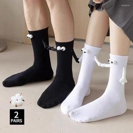 Women Socks Creative Magnetic Suction Cotton Toe 3d Hand In Club Celebrity Couple Mid Tube With Magnet 2023