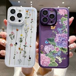 Flower Soft Silicone Phone Case For iPhone 15 14 13 12 Pro Max 14 15plus Lens Camera Protection ShockProof Bumper Back Cover