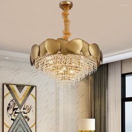 Chandeliers Nordic Creative Luxury Crystal Chandelier Round Stainless Steel Pendant Lamp For Living Room Bedroom Study Indoor Decor Fixture