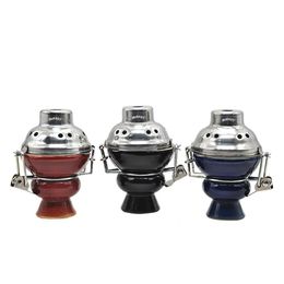 TOPPUFF Small Ceramic Shisha Bowl With Metal Charcoal Holder Screen Red Blue Black Color Hookah Top Head Bowl Shisha Charcoal Holder