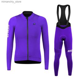 Cycling Jersey Sets BIEHR Women Cycling Jersey Set Bike Quick Dry Long Clothes Comfortab Seve Suit Bibs Pants Comfortab Bike Tops for Fa Q231107