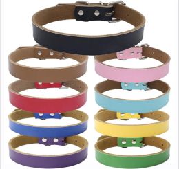 9 Colours 4 Sizes High Grade Hot Pure Cowhide Pet Collar Real Leather Thickening Dog Chain Traction Rope Dog Accessories 100pcs ZZ