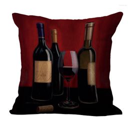 Pillow Retro Romantic Wine Lady Print Linen Cover For Sofa Living Room Home Decoration Valentine Day Theme 45x45cm