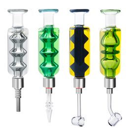 Chinafairprice CSYC NC088 Smoking Pipes Coloured Cooling Oil Inside Glass Pipe 510 Quartz Ceramic Tip Quartz Banger Nail 45/90 Degree Dab Rig Pipe 3 Style Cores
