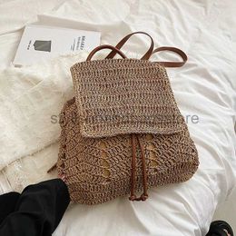 School Bags 2023 Women's Straw Backpack Summer ollow Soulder Bag Back Packstylishhandbagsstore