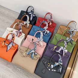 Birkinbag fashionable H 30CM and popular lychee silver buckle classic bag with advanced sense large capacity one-shoulder diagonal portable bag Ayw