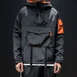 S Куртки Мужские пальто Уличная одежда Techwear Водонепроницаемая ветровка с капюшоном Повседневная верхняя одежда Хип-хоп Многокарманное японское пальто 230406