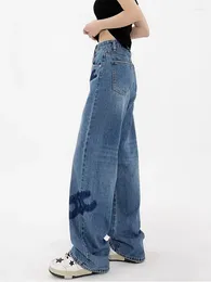 Women's Jeans Blue Streetwear Wide Leg Pants Women High Waisted Trousers Y2k Europe Fashion Boyfriend Loose Denim Female
