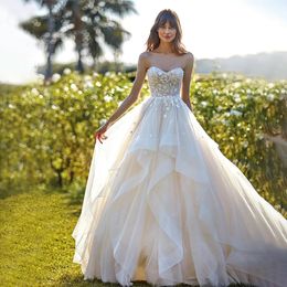 Sexy V Neck Side Split Tulle Wedding Dresses Backless Lace A Line Appliqued Boho Bride Gowns Vestidos De Novia 328 328