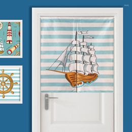 Curtain Mediterranean Map Blue Ocean Anchor Door Linen Tapestry Study Home Decor Bedroom Kitchen Noren
