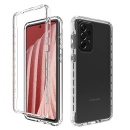 Clear Full Body 2 in 1 Protective Cases Shockproof Hard PC Shell Soft TPU Bumper Cover Case for Samsung Galaxy A73 A53 A33 A03 CORE A03S A23 4G A13