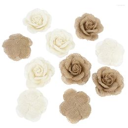 Decorative Flowers 3/5pcs Imitation Jute Rose Head Retro Country Wedding Party Accessories Christmas Handmade DIY Craft Home Decoration