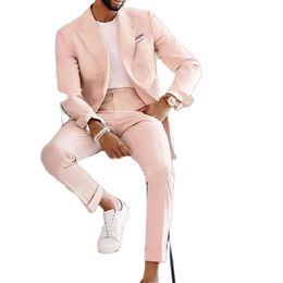 Men's Suits Blazers Beautiful pink wedding dress ultra-thin suitable for clothing men's set tuxedo Terno Masculino Prom Groom Customised 2 jackets 230406